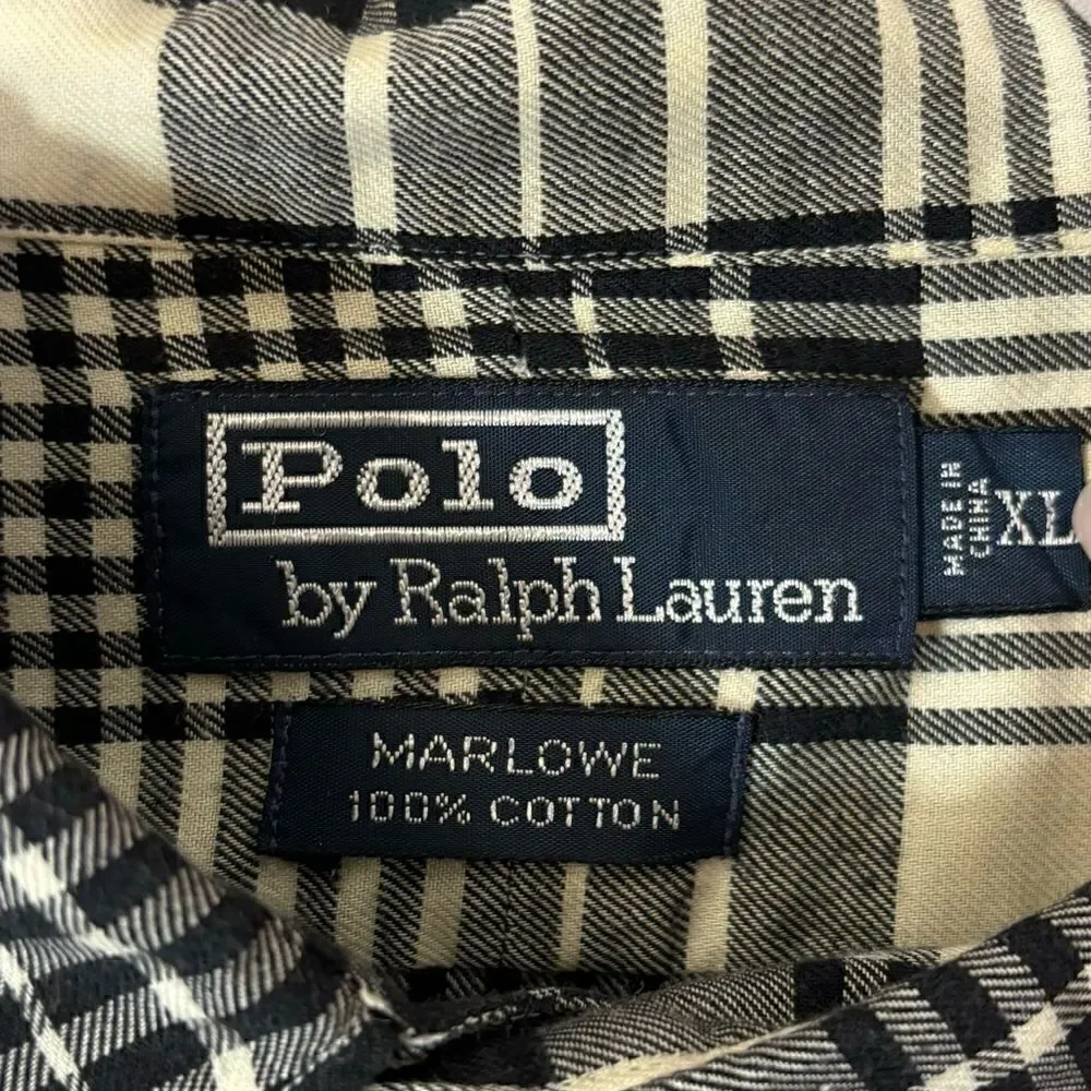 Polo By Ralph Lauren 100% Cotton Dress Gray Shirt Plaid Size XL